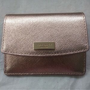 Kate Spade Laurel Way Petty Rose Gold Mini Wallet Saffiano Leather NWT